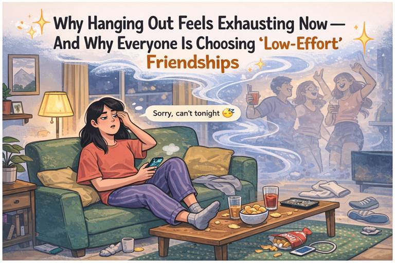 Young woman feeling socially drained at home while avoiding messages, representing why hanging out feels exhausting in modern friendships